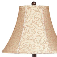 Bell Shape Fabric Shade Table Lamp with Ribbed Base, Set of 2, Beige and Black