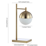 Brady 21" Iron/Glass Art Deco Mid-Century Globe LED Table Lamp, Brass Gold