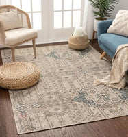 Beige Vintage Abstract Geometric Soft Area Rug