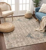 Beige Vintage Abstract Geometric Soft Area Rug