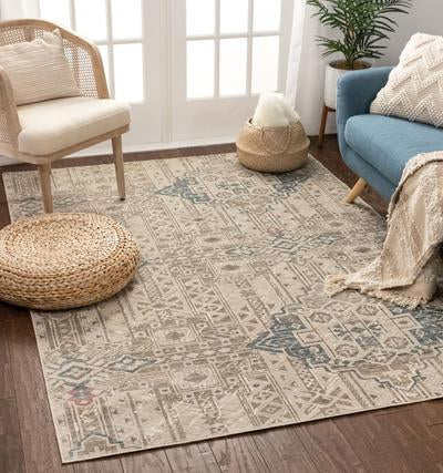 Beige Vintage Abstract Geometric Soft Area Rug