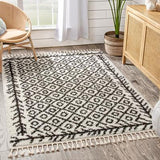 Moroccan Geometric Shag Black Soft Area Rug