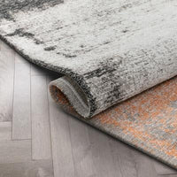Modern Distressed Abstract Brush Strokes Salmon Grey Kilim-Style Soft Area Rug