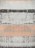 Modern Distressed Abstract Brush Strokes Salmon Grey Kilim-Style Soft Area Rug
