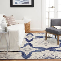 Geometric Navy Blue Gray Ivory Soft Area Rugs