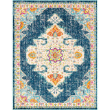 Vintage Medallion Navy Ivory Multi-color Area Rug