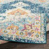 Vintage Medallion Navy Ivory Multi-color Area Rug