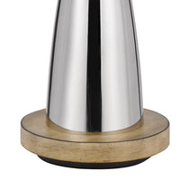Charlie 31 Inch Modern Table Lamp, Drum Shade, Glossy Chrome, White, Brown