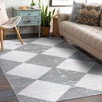 Contemporary Diamond Machine Washable Area Rug