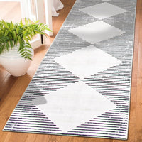 Contemporary Diamond Machine Washable Area Rug