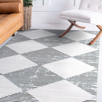 Contemporary Diamond Machine Washable Area Rug