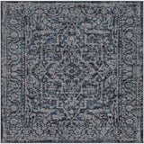 Vintage Navy Blue Gray White Area Rug