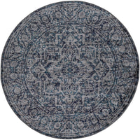 Vintage Navy Blue Gray White Area Rug