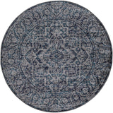 Vintage Navy Blue Gray White Area Rug