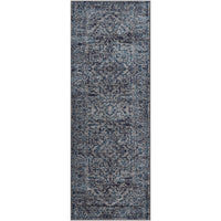Vintage Navy Blue Gray White Area Rug