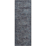Vintage Navy Blue Gray White Area Rug