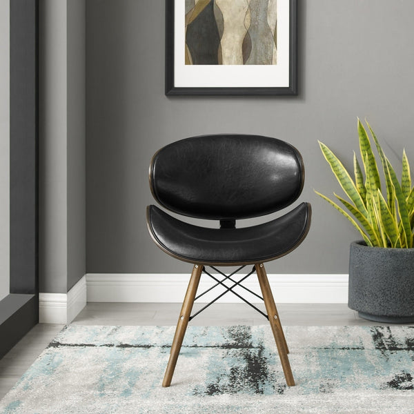 Corvus Madonna Mid century Walnut and Black Accent Chair Black