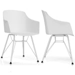 Costway Set of 2 Dining Chair Modern Molded Shell Plastic Seat Metal - See details