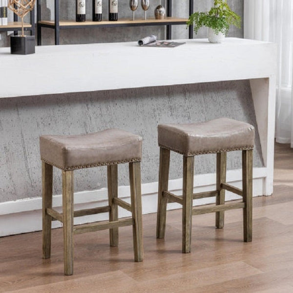 Counter Height 26" Bar Stools for Kitchen Counter Backless Faux Leather Stools Farmhouse Island Chairs