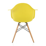 CozyBlock Nordic Light Yellow Molded Plastic Dining Arm Chair with Beech Wood Eiffel Legs