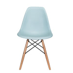 CozyBlock Slope Ice Blue Molded Plastic Dining Side Chair with Beech Wood Eiffel Legs