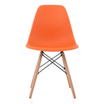 CozyBlock Slope Orange Molded Plastic Dining Side Chair with Beech Wood Eiffel Legs