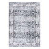 Distressed Transitional Border Machine Washable Area Rug