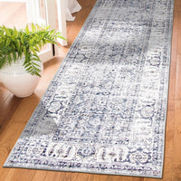 Distressed Transitional Border Machine Washable Area Rug