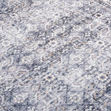 Distressed Transitional Border Machine Washable Area Rug