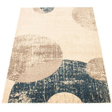 Circles Abstact Blue Ivory Casual Soft Rug