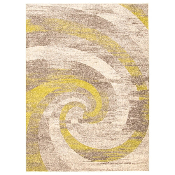 Abstract Ivory Brown Casual Soft Rug
