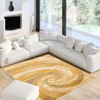 Abstract Ivory Brown Casual Soft Rug