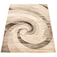 Abstract Ivory Brown Casual Soft Rug
