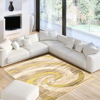 Abstract Ivory Brown Casual Soft Rug