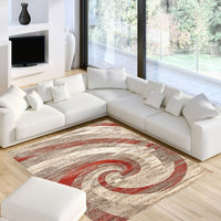 Abstract Ivory Brown Casual Soft Rug