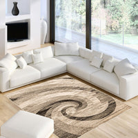 Abstract Ivory Brown Casual Soft Rug