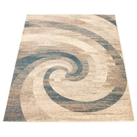 Abstract Ivory Brown Casual Soft Rug