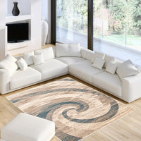 Abstract Ivory Brown Casual Soft Rug