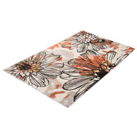 Modern Floral Grey Orange Soft Rug