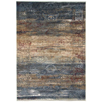 Navy Tan Evoke Casual Soft Rug