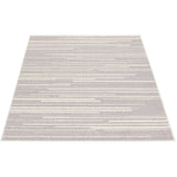 Cream Silver Stripes Fika Casual Soft Rug