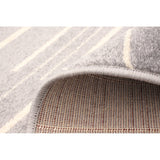 Cream Silver Stripes Fika Casual Soft Rug