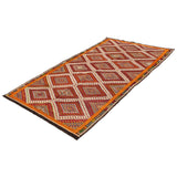 Flat-Weave Konya Dark Red Wool Tapestry Soft Kilim