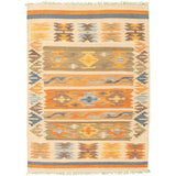 Flat-weave Anatolian Cream, Orange Wool Kilim