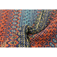 Flat-weave Bold and Colorful Blue, Copper Wool Kilim Rug