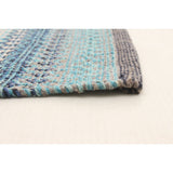 Flat-weave Bold and Colorful Navy Blue Wool Soft Kilim