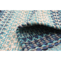 Flat-weave Bold and Colorful Navy Blue Wool Soft Kilim