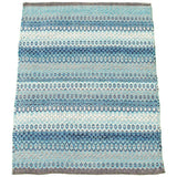 Flat-weave Bold and Colorful Navy Blue Wool Soft Kilim