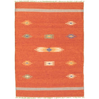 Flat-weave Bold and Colorful Red Wool Kilim