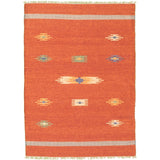 Flat-weave Bold and Colorful Red Wool Kilim